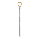 14k Polished Wood Texture Solid Cross Pendant