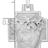14k White Gold Polished and Satin Solid Jesus Head Pendant