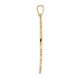 14k Polished Solid Floral Center Cross Pendant
