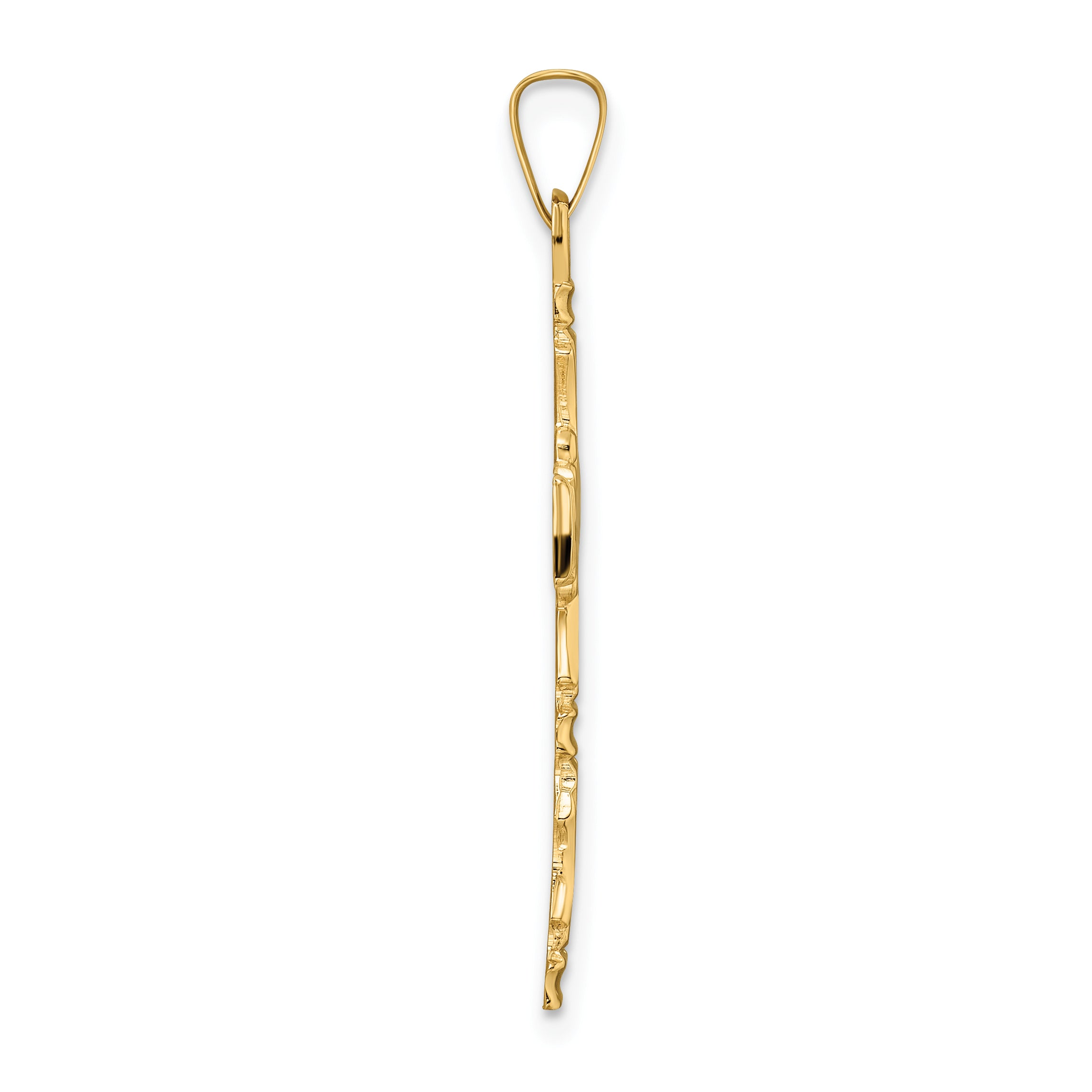 14k Polished Solid Floral Center Cross Pendant
