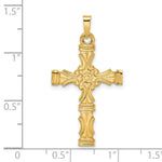 14k Polished Solid Floral Center Cross Pendant