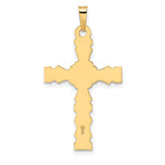 14k Polished Solid Floral Center Cross Pendant