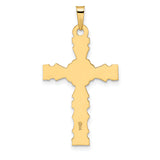 14k Polished Solid Floral Center Cross Pendant