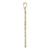 14k Polished and Textured Floral Solid Cross Pendant