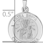 14k White Gold Polished and Satin Hollow Matka Boska Medal Pendant
