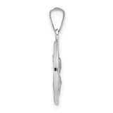 14k White Gold Polished and Satin Hollow Queen of Holy Scapular Medal