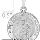 14k White Gold Polished and Satin Hollow Queen of Holy Scapular Medal