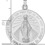 14k White Gold Polished Miraculous Solid Medal Pendant