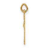 14k Polished Solid Heart Cross Pendant