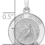 14k White Gold Polished and Satin Hollow St Anthony Medal Pendant