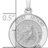14k White Gold Polished and Satin Hollow St Anthony Medal Pendant