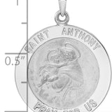 14k White Gold Polished St Anthony Solid Medal Pendant