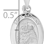 14k White Gold Polished and Satin Hollow Oval St Anthony Medal Pendant