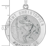 14k White Gold Polished Saint Christopher Solid Medal Pendant