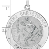 14k White Gold Polished Saint Christopher Solid Medal Pendant