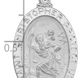 14k White Gold Polished Oval Solid Saint Christopher Medal Pendant