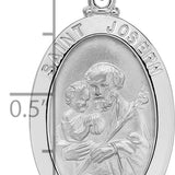 14k White Gold Polished Saint Joseph Oval Solid Medal Pendant