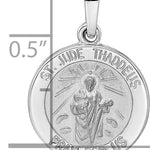 14k White Gold Polished and Satin Hollow St Jude Thaddeus Medal Pendant