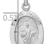 14k White Gold Polished and Satin Hollow Oval St Jude Thaddeus Medal