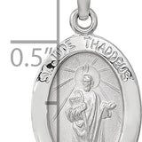 14k White Gold Polished and Satin Hollow Oval St Jude Thaddeus Medal