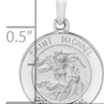 14k White Gold Polished and Satin Hollow St Michael Medal Pendant
