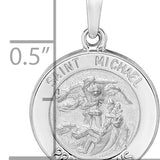 14k White Gold Polished and Satin Hollow St Michael Medal Pendant