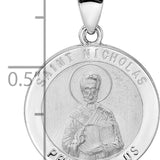 14k White Gold Polished and Satin Hollow St Nicholas Medal Pendant