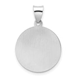 14k White Gold Polished and Satin Hollow St Nicholas Medal Pendant