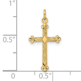 14k Polished and Textured Solid Diamond Shape Cross Pendant