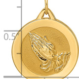 14k Polished and Satin Solid Praying Hands Disc Pendant