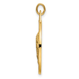 14k Polished and Satin Solid Praying Hands Disc Pendant