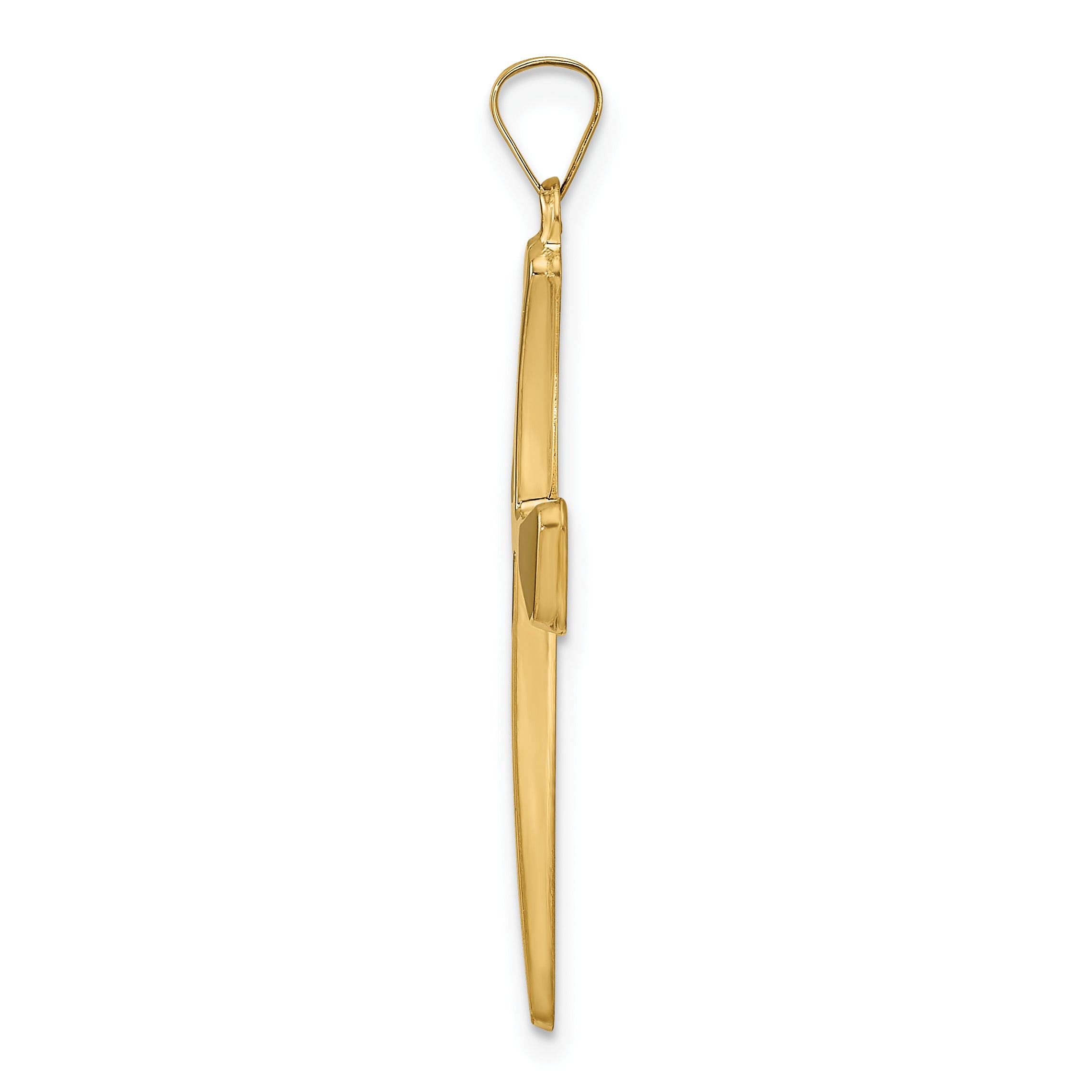 14k Polished Hollow Cross Pendant
