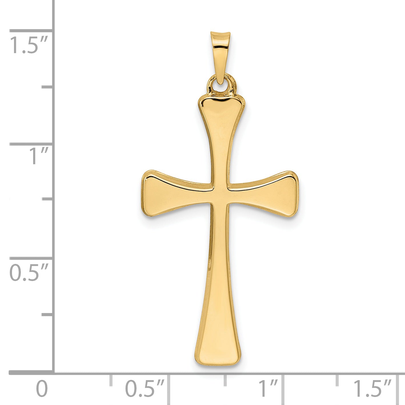 14k Polished Hollow Cross Pendant