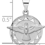 14k White Gold Polished and Satin Hollow Holy Spirit Pendant