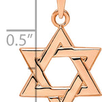 14k Rose Polished Solid Star of David Pendant