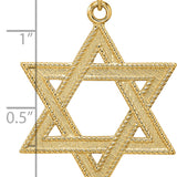 14k Polished and Textured Solid Star of David Pendant