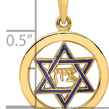 14k Polished and Enameled Solid Star of David Pendant