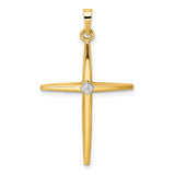 14k Two-tone Polished Solid Diamond Shape Center Cross Pendant