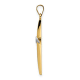 14k Two-tone Polished Solid Diamond Shape Center Cross Pendant