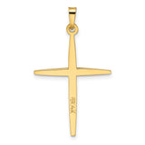 14k Two-tone Polished Solid Double Cross Pendant