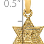 14k Polished & Textured Solid Star of David Pendant