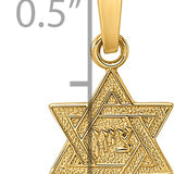 14k Polished & Textured Solid Star of David Pendant