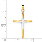 14k Two-tone Polished Solid Double Cross Pendant