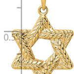 14k Polished and Textured Solid Star of David Pendant