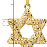 14k Polished and Textured Solid Star of David Pendant