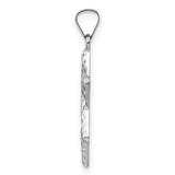 14k White Gold Polished and Textured Solid Star of David Pendant