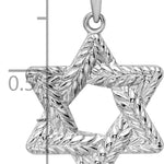14k White Gold Polished and Textured Solid Star of David Pendant
