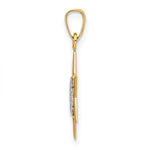 14k Two-tone Polished Solid Star and Torah Pendant