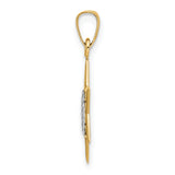 14k Two-tone Polished Solid Star and Torah Pendant