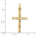 14k Polished Hollow Twisted Cross Pendant